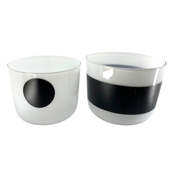 Anne Nilsson Black & White Striped Bowl AND Black and White Spot Bowl or Vase - Picture 1 of 11